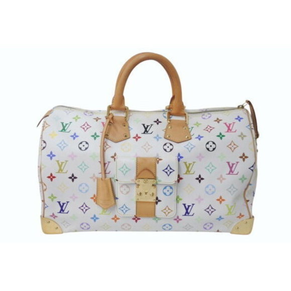 Louis Vuitton Speedy Boston Bag Takashi Murakami White multicolor Leather - Picture 1 of 9
